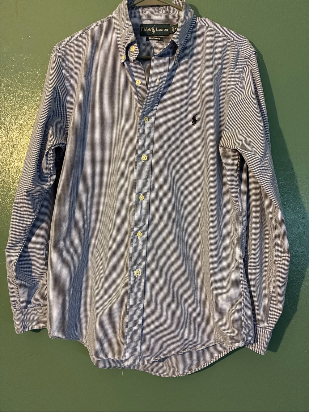 Ralph Lauren Men’s Blue Pinstripe Button-Down Shirt custom fit medium